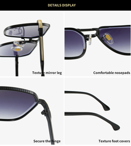 Lunettes <span class=keywords><strong>de</strong></span> soleil en métal avec logo personnalisé lunettes <span class=keywords><strong>de</strong></span> soleil <span class=keywords><strong>de</strong></span> plage et <span class=keywords><strong>de</strong></span> voyage en plein air double poutre carrée à la mode pour hommes - Product Image 5