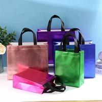 24 sacs réutilisables portables en tissu non tissé holographique or rose imprimé flexo, durables, avec logo personnalisé, 8x4x10 pouces