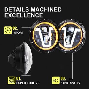 Produits promotionnels, phare LED <span class=keywords><strong>Halo</strong></span> de 7 pouces, faisceau RGB pour Jeep Wrangler Jk Tj Cj Lj H1 H2, phare LED - Product Image 5
