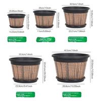 Pot Tanaman Imitasi Kayu Hijau Sukulen, Wadah Lanskap Kokoh, Balkon, Halaman, Plastik Tebal, Gaya Retro