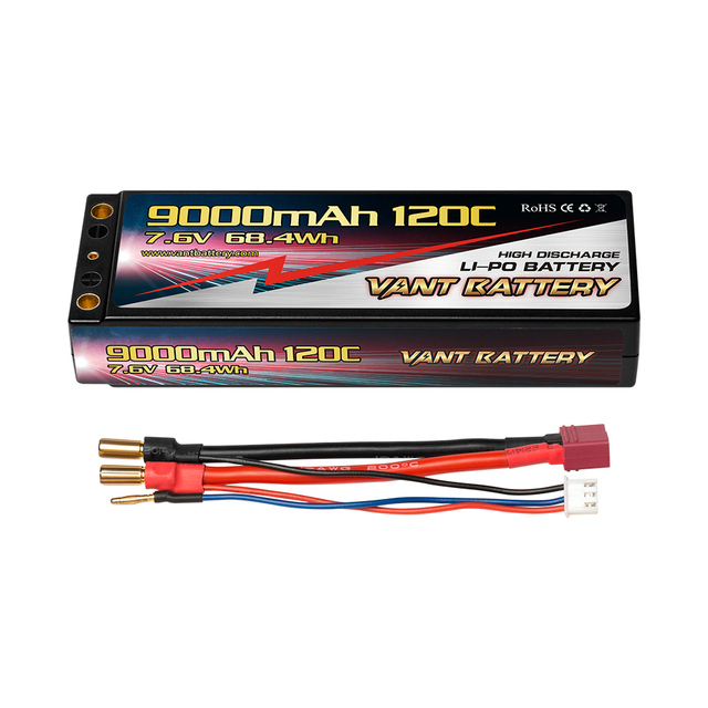 VANT 7.4V 120C 9000mAh 2S Lipo Battery RC Battery Bullet Hard Case with 5.0 mm Ball to Deans T Connector for RC Car RC Truck