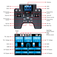 Transmisor RC HotRC HT-8A 8CH 2.4G FHSS con Telemetría de Voltaje, Control Mixto Programable y Función Fail-Safe para Aviones, Coches, Tanques y Robots