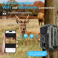 Caméra de chasse sur sentier sans fil à énergie solaire avec batterie 7800mAh, capteur CMOS 8K, vision nocturne sans reflets et application téléphonique