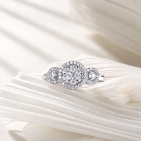Bague en Moissanite en Argent Sterling 925, Clou de Perle Rond Brillant, Halo, Trois Pierres, pour Femme, Fiançailles, Mariage, Bijoux Fins