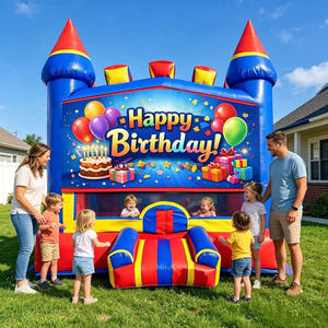 Château gonflable à thème pour fête d'anniversaire avec toboggan, combo extérieur et intérieur, château de saut pour enfants pour location de fête - Product Image 3