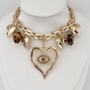 Hip-hop Punk Gold Lepord Heart Charms Pendant Necklace Personality <strong>love</strong> Eye Charm Women Holiday Party Gift Necklace <strong>Jewelry</strong> - Product Image 3