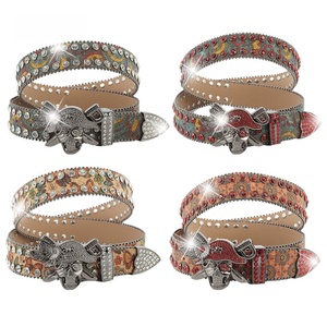 Venta al por mayor Vintage Punk estilo <span class=keywords><strong>Simon</strong></span> Diamante tachonado cinturón de gran tamaño cráneo hebilla con brillantes diamantes de imitación Bling estilo vaquera - Product Image 2