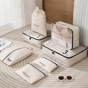 7 Set Packing Cubes Saco De Armazenamento De Roupas Bagagem Embalagem Organizadores para Viagem 7 peças Set Packing Cubes