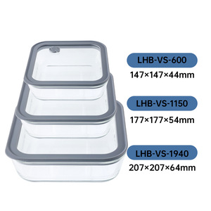 Cao <span class=keywords><strong>Borosilicate</strong></span> thủy tinh trong suốt bảo quản hộp lò vi sóng và tủ lạnh an toàn cho bữa ăn trưa bên thực phẩm lưu trữ nhà bếp sử dụng - Product Image 3