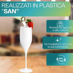 Copas de champán de plástico reutilizables blancas de 150 ml, juego de 6 - Product Image 4