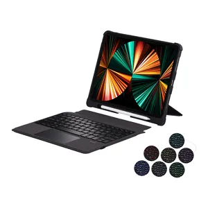 智能键盘外壳适用于ipad air 4 10.9英寸触摸板键盘pro 11英寸平板电脑Pu盖RBG键盘