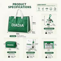 Ensemble de sacs fourre-tout Tyvek personnalisés de haute qualité, imperméables avec fermeture éclair, pochette à maquillage, sac en filet réutilisable surdimensionné pour la personnalisation de marque
