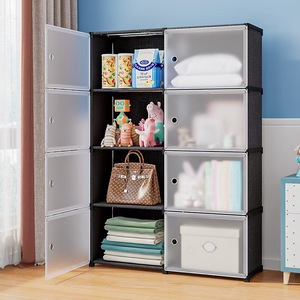 Armoire de rangement modulaire avec portes, organisateur de placard <span class=keywords><strong>en</strong></span> plastique empilable pour chambre, salon, entrée, placard - Product Image 2