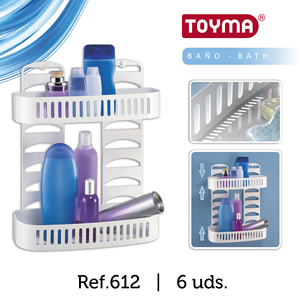 Toyma Scaffale doppio in plastica bianca per il bagno, per l'organizzazione della casa, 6 unità - Product Image 1