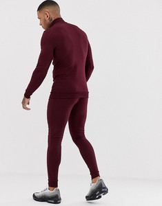 Jaket Olahraga KY <span class=keywords><strong>Funnel</strong></span> <span class=keywords><strong>Neck</strong></span> Zip Fastening Burgundy, Jaket Olahraga Model Muscle dengan Manset Ketat, Celana Jogger Super Skinny untuk Pria dengan List Reflektif - Product Image 3