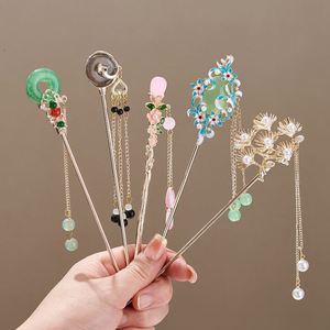 Elegante Horquilla de Pelo Estilo Chino con Borla, Diseño Floral Tradicional, Accesorio para Peinado, Joyería para Mujer, Pasador de Pelo - Product Image 1