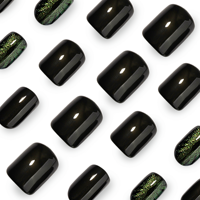 Faux Ongles 3D Effet Œil de Dragon Vert Œil de Chat Style Gothique Thème Halloween Sombre Scintillant Cool Manucure 4521