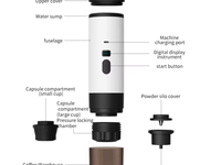 Machine à café expresso portable électrique sans fil HY pour voiture et maison, camping, compatible capsules et café moulu, idéale pour les voyages
