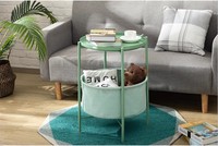Vente en gros table basse ronde d'intérieur moderne en métal avec panier de rangement porte-revues pour meubles de salon