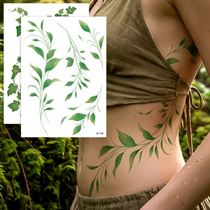 Autocollant de tatouage temporaire en forme de feuille, impression numérique, film PET, application sur bras, taille unique, imperméable, durable 1 à 3 semaines - Product Image 5
