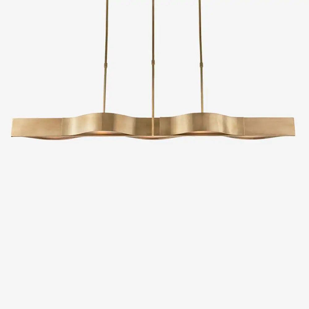 Lustre retangular de ouro para decoração contemporânea, luminária grande e luxuosa de hotel, luminária pendente moderna em bronze