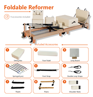 Appareil de Pilates Reformer en Bois de Chêne Pliable, Portable, Durable et Réglable de Qualité Supérieure pour la Maison (Vente en Gros)