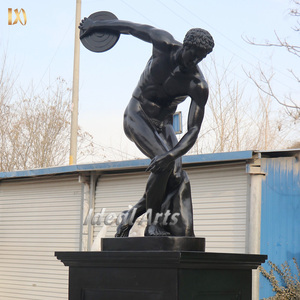 Tallado a mano famoso griego tamaño natural negro Atlético hombres mármol discobolus desnudo atleta masculino estatua escultura para decoración del hogar - Product Image 2