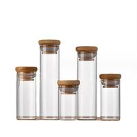 Vente chaude Fond Plat Mini Flacon En Verre Clair Bouteille Conteneur Échantillon Tube À Essai 30mm Avec Couvercle En Bambou Liège