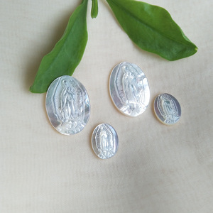Pendentif en grosse pierre naturelle, caméo, jésus de jésus, mère de perle, religieux pour pendentif - Product Image 5