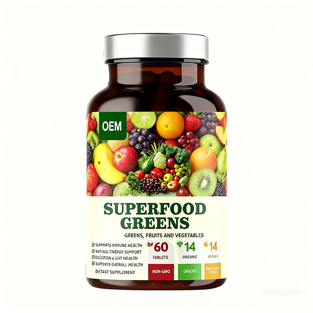 OEM/ODM Superfood Greens Blend Tablets Immune Energy & Gut Health Vegan Pill Supplements with Fruits & Vegetables