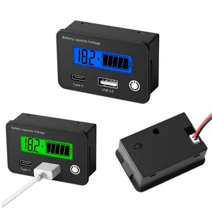 LCD Display Digital Battery Capacity Tester Percentage Level Voltage Meter Gauge 12V 24V Battery Monitor for Car Auto