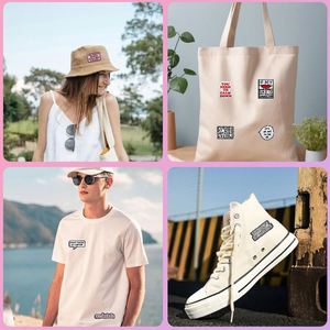 Patch brodé en tissu polyester noir et blanc avec boîte de dialogue et lettres anglaises pour vêtements, sacs et décoration d'emballages - Product Image 2