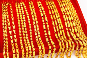 Collar de eslabones de cadena audaz de cobre duradero chapado en oro vietnamita para hombres elegante patrón geométrico joyería de moda estilo de moda - Product Image 3