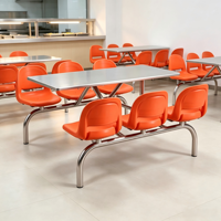 Table et chaises de cantine scolaire commerciale moderne, rectangulaire, 6 places, extensible, durable, mobilier sur mesure