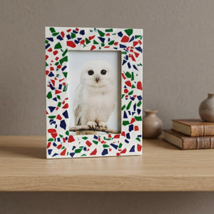 Marco de Fotos de Resina Hecho a Mano con Patrón de Mosaico Rojo, Verde y Azul, Marco Vertical para Exhibición de Fotos en Escritorio, Decoración Personalizada para el Hogar - Product Image 1