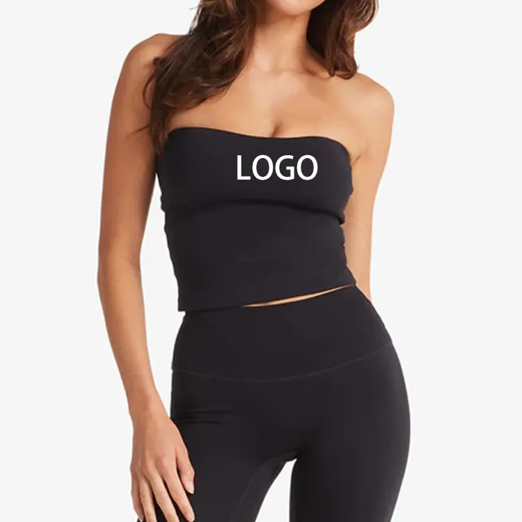OEM/ODM Manufacturer Custom Logo Longline Workout Active Bandeau With Removable Padding Tube Top for Women