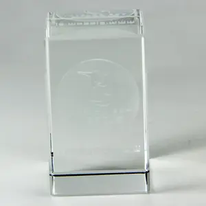 Goedkope 3d laser kristal glazen kubus voor kerstcadeaus