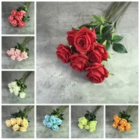 Roses artificielles romantiques de haute qualité, 7/lot, fausses fleurs, pour une décoration, rouge