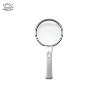 Premium White 75mm LED Handheld Magnifier with PMMA & ABS Materials for Easy Reading