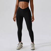 Leggins Levanta Pompis Nylon Elastano Cintura alta Control de barriga Entrenamiento físico Yoga Leggings para mujeres Logotipo personalizado