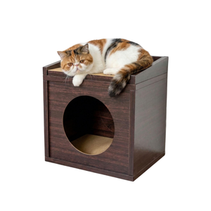 Casa para Gatos de Interior – Condominio para Gatos con Rascador de Cartón de Larga Duración (5 veces más), 2 Niveles de Rascador, Escondite y Área de Descanso Superior - Product Image 1