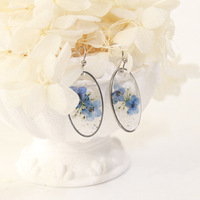 Boucles d'oreilles fleurs séchées bleues formes multiples ne m'oubliez pas boucles d'oreilles séchées boucles d'oreilles transparentes accessoires faits à la main pour femmes