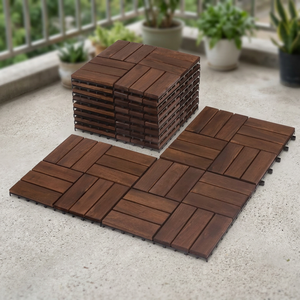 Baldosas Modernas para Exterior con Textura de Madera de Acacia, 300x300mm, Instalación con Sistema de Clic, Acabado Mate Antideslizante, Imitación de Madera Sólida - Product Image 1