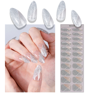 Salon Kwaliteit Geen Bakgel Nail Art Wraps Cat Eye Luipaard Print Franse Ui Roze Gloss Design Uv Lamp Gratis Gel Nagelstickers - Product Image 3