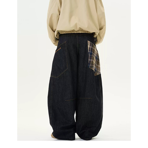 Vente en gros Coutom Baggy <span class=keywords><strong>Jeans</strong></span> Patchwork <span class=keywords><strong>Kaki</strong></span> Treillis Streetwear Hip Hop Pantalon en coton Pantalon pour hommes Denim pour hommes - Product Image 5