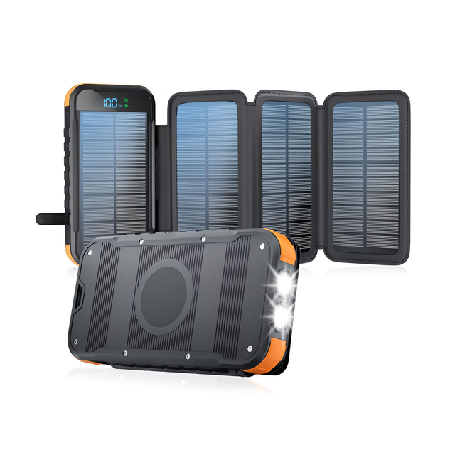 Foldable Solar Panel Power Bank 20000mAh With Flashlight,Portable LED Display 20W Solar Charging Power Bank for Mobile Phone