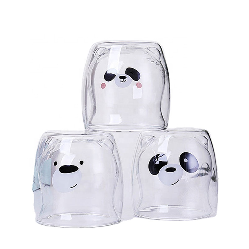 Цветная прозрачная кофейная стеклянная чашка с двойными стенками с мультяшным принтом Koi