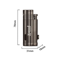 Briquet torche électronique coupe-vent au gaz butane à flamme bleue en métal, design minimaliste, pour cadeaux de Noël et coupe-cigares