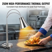 Lampe chauffante pour buffet de restaurant, hôtel, en acier inoxydable, avec bras courbé, autoportante