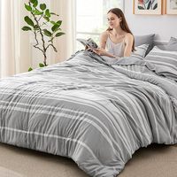 Ensemble de draps de lit King Size 7 pièces à rayures personnalisées OEM 2026, design sur mesure, directement de l'usine
